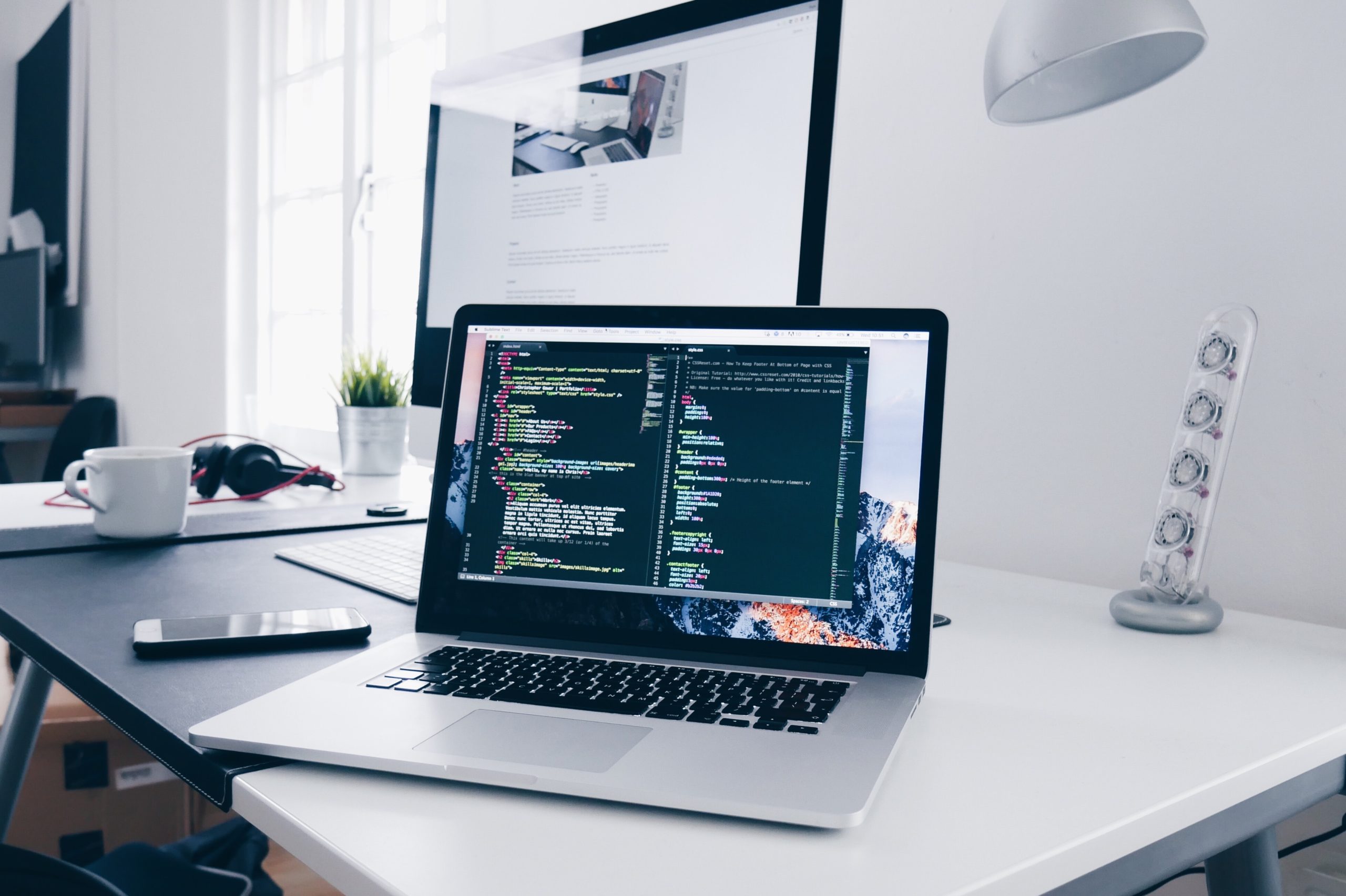 macbook on a desk